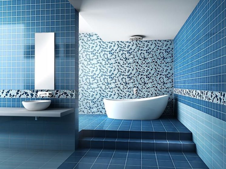 синий цвет в дизайне ванной
