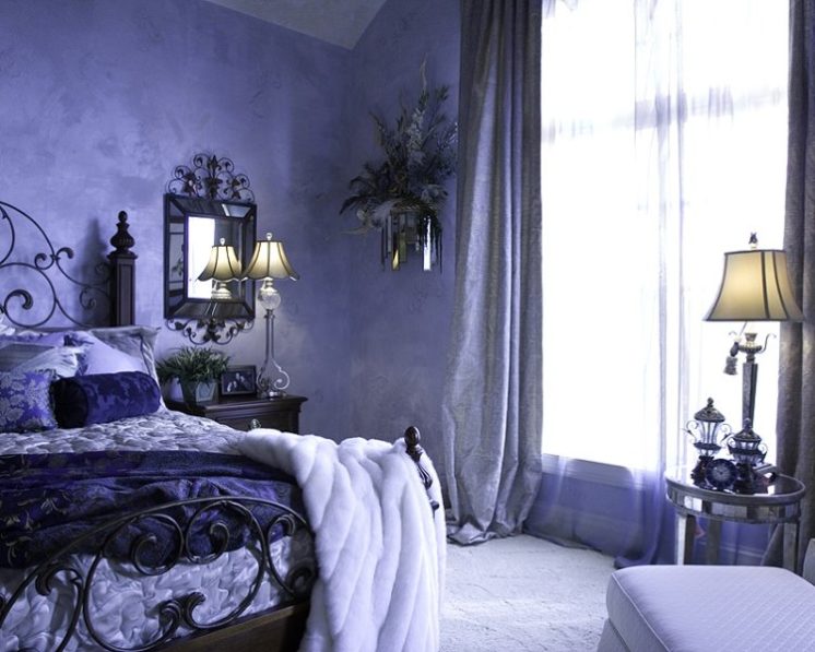 дизайн спальни синего цвета