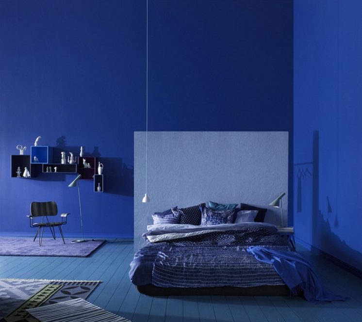 спальня синего цвета