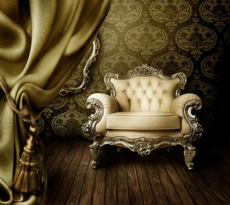 мебель античного стиля может быть украшена резным геометрическим узором, слоновой костью и золотом